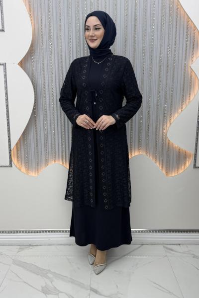 Serin Elbiseli Hırka Lacivert