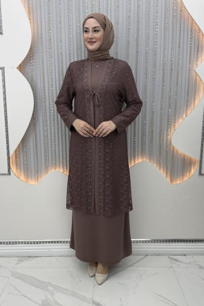 Serin Elbiseli Hırka Sütlü Kahve