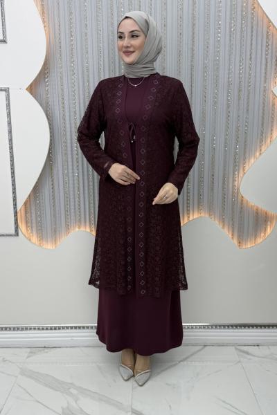 Serin Elbiseli Hırka Bordo