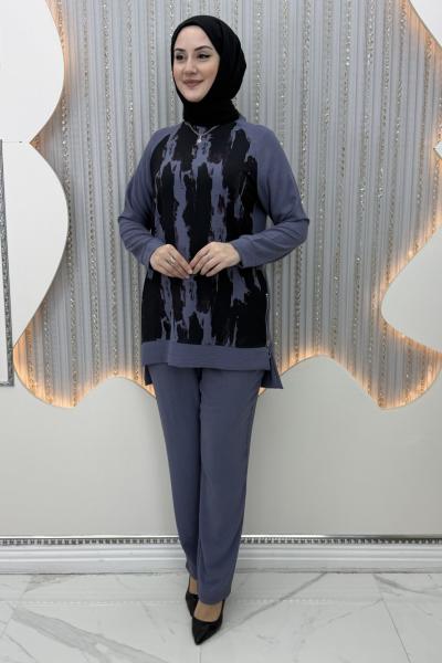 Sevilay Pantolonlu Takım Gri