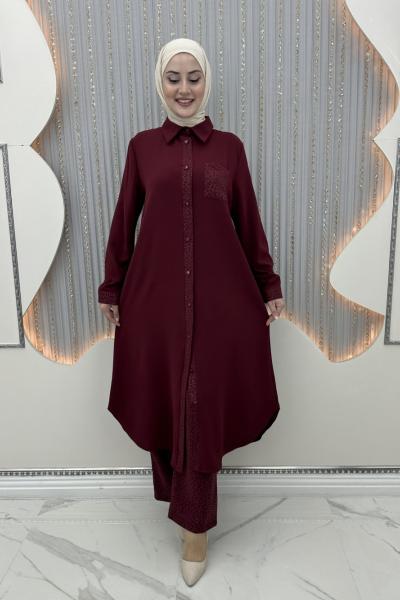 Seyhan Pantolonlu Takım Bordo