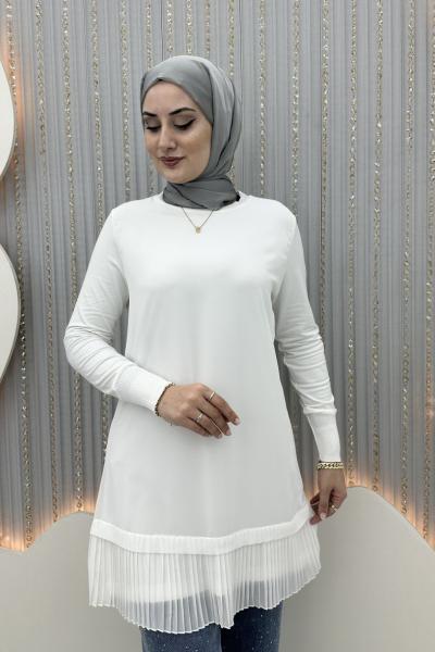 Şifon Sandy tunik Beyaz