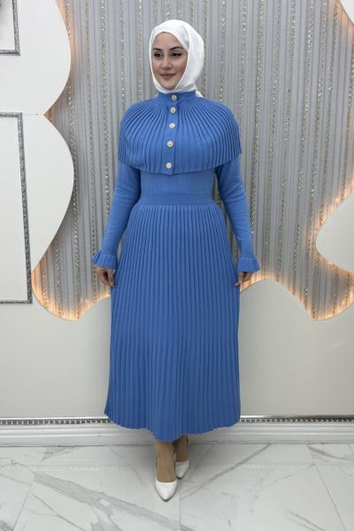 Sümbül Triko Elbise Mavi