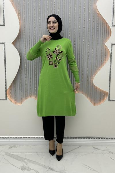 Violet triko tunik  Fıstık Yeşili