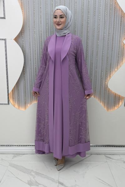Zarif Elbiseli Hırka Mor