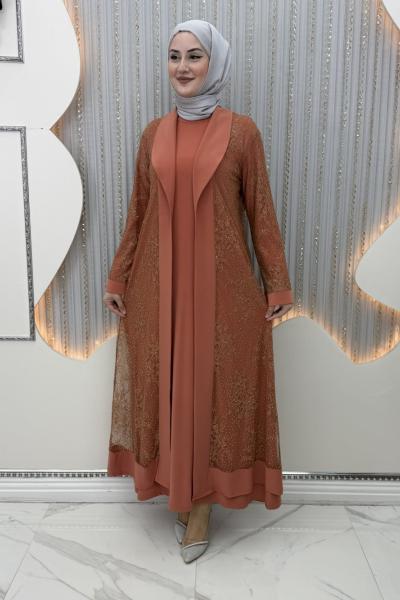 Zarif Elbiseli Hırka Kiremit