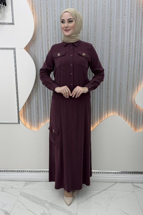 Nazenin Etekli Takım Bordo