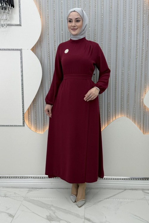 Dilruba Elbise Bordo