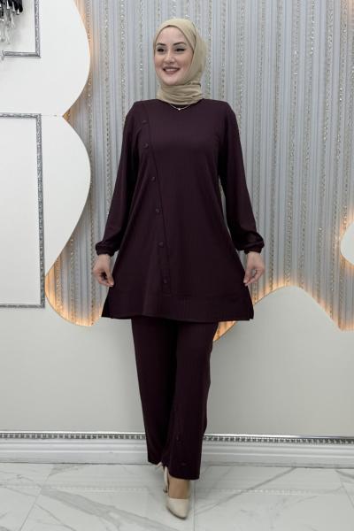 Nilsu Pantolonlu Takım Mürdüm