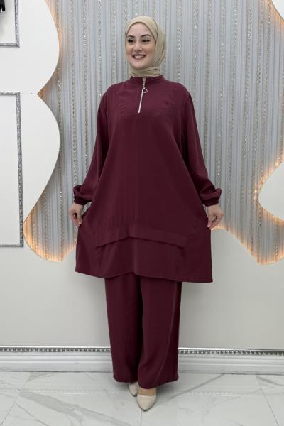 Vera Pantolonlu Takım Bordo