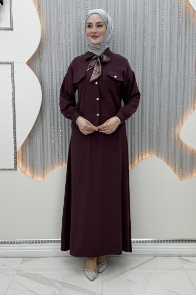 Çimen Etekli Takım Bordo