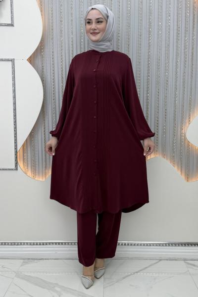 Ferda Pantolonlu Takım Bordo