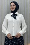 Neslişah Puantiye Etekli Takım Lacivert