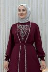 Sebil yelekli taşlı 2li takım  Bordo