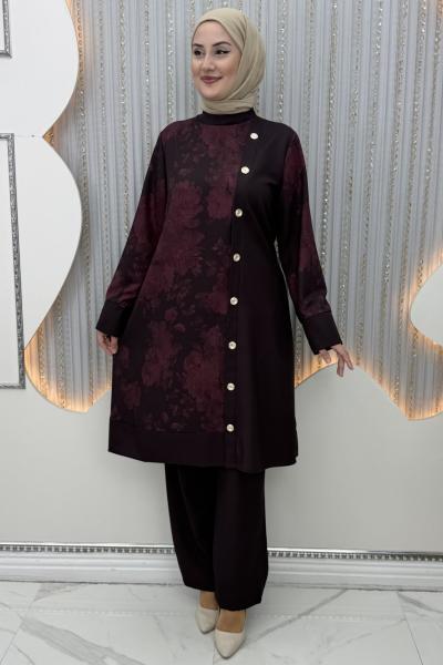 Gülsena Pantolonlu Takım Bordo
