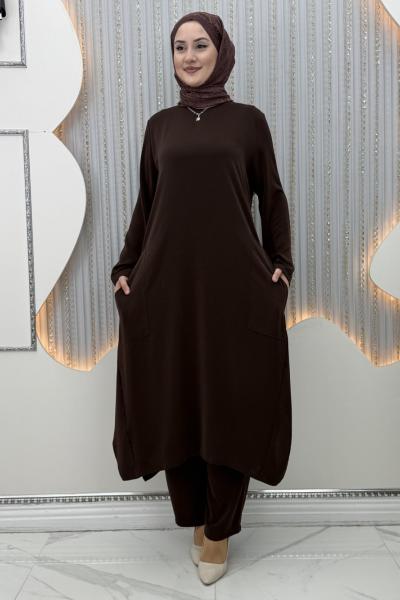 Dilara Pantolonlu Takım  Kahverengi