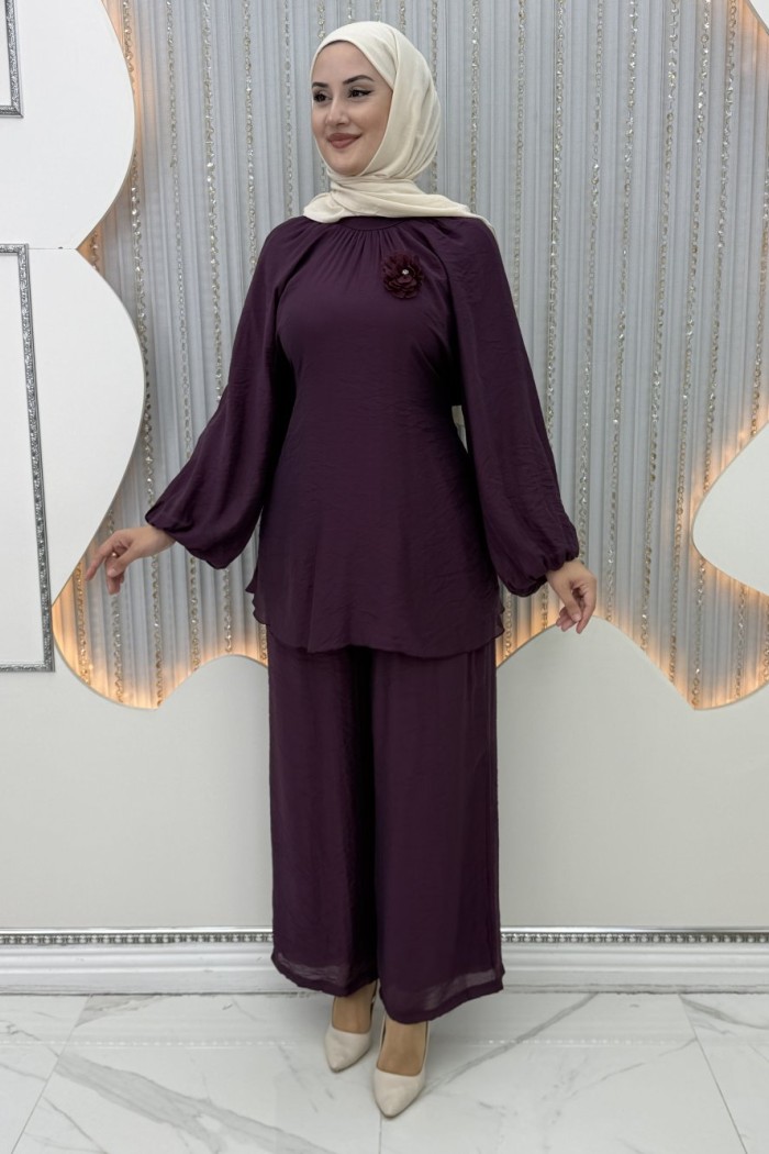 Gülhane Pantolonlu Takım Mürdüm