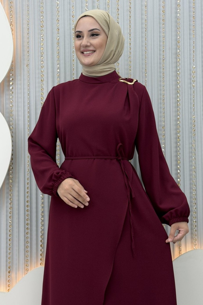 Esila Elbise Bordo