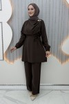 Zoya Pantolonlu Takım Kahverengi