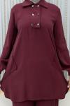 Elanur Pantolonlu Takım  Bordo