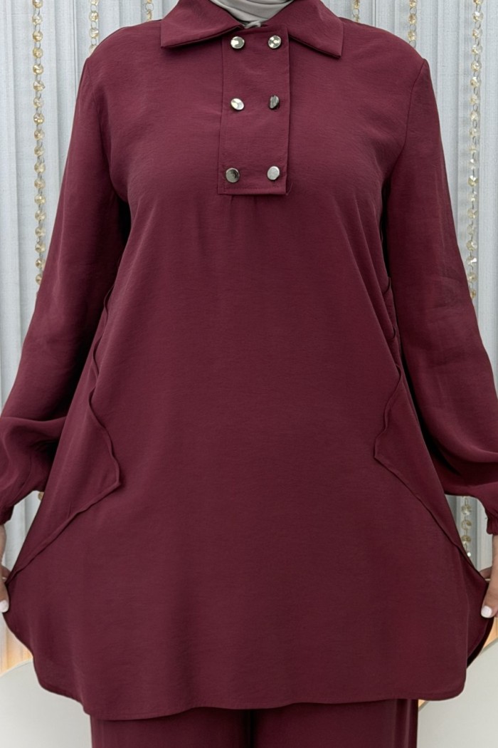 Elanur Pantolonlu Takım  Bordo