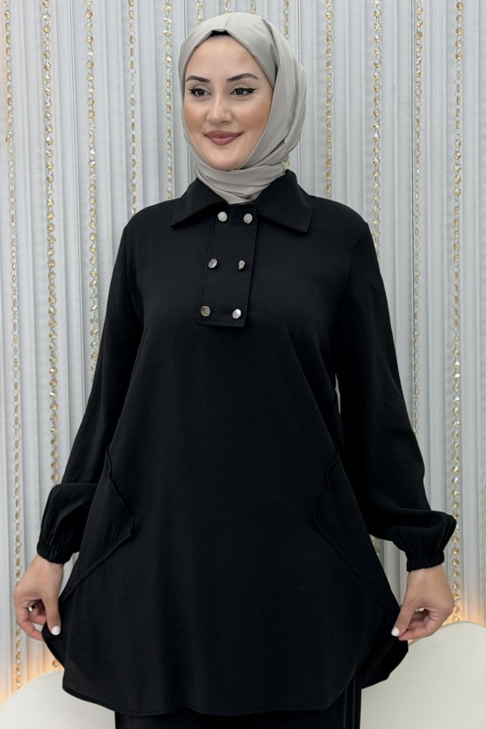 Elanur Pantolonlu Takım  Siyah