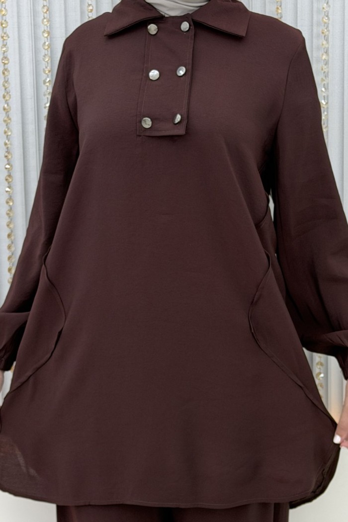 Elanur Pantolonlu Takım  Mürdüm