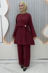 Zeyna Pantolonlu Takım  Bordo