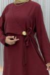 Zeyna Pantolonlu Takım  Bordo