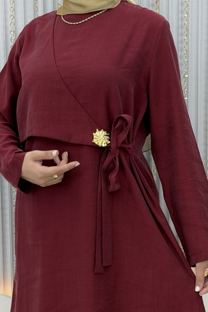 Zeyna Pantolonlu Takım  Bordo