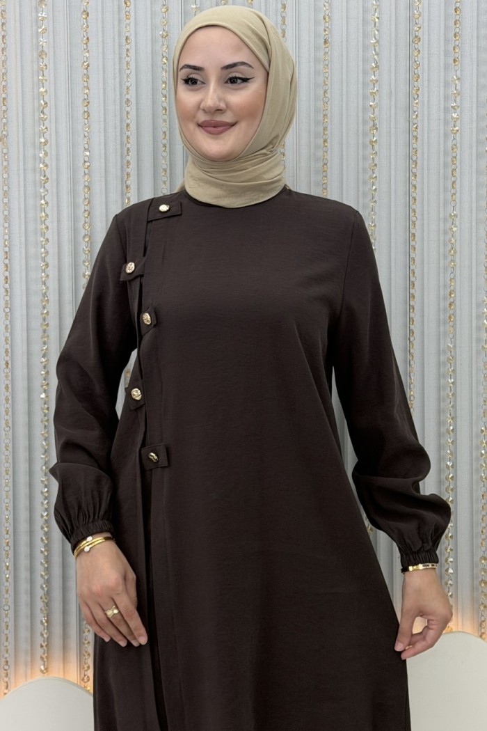 Sakine Pantolonlu Takım  Kahverengi