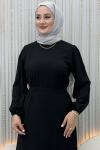 Piliseli Düşsel Elbise  Siyah