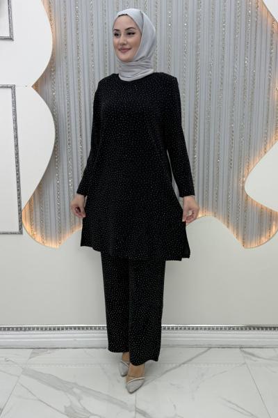 Kristal Pantolonlu Takım  Siyah
