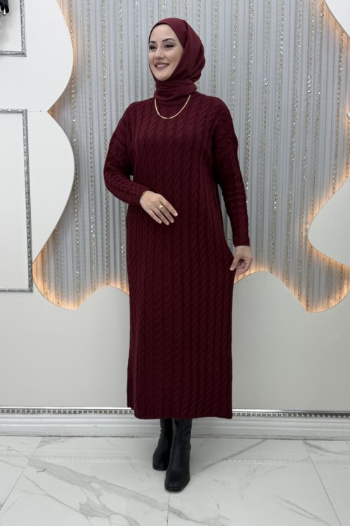 Berna triko elbise Bordo