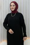 Berna triko elbise Siyah