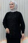 Meral Triko Etekli Takım Siyah