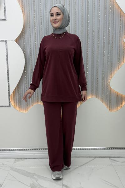 Tilbe Pike Pantolonlu Takım Bordo