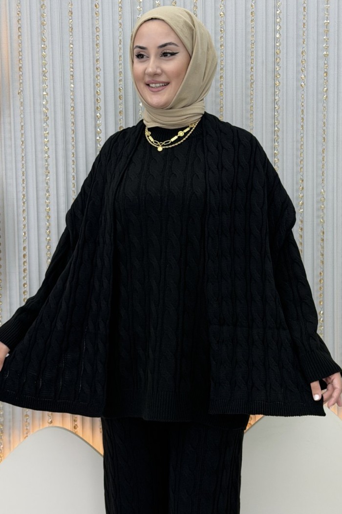 Atkı pantolonlu takım  Siyah