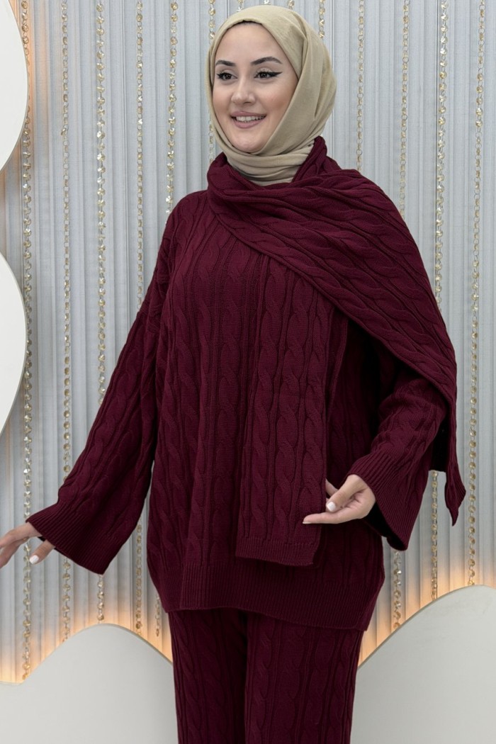 Atkı pantolonlu takım  Bordo