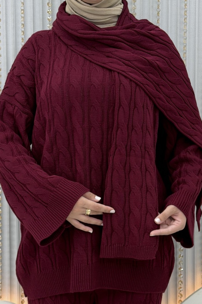 Atkı pantolonlu takım  Bordo