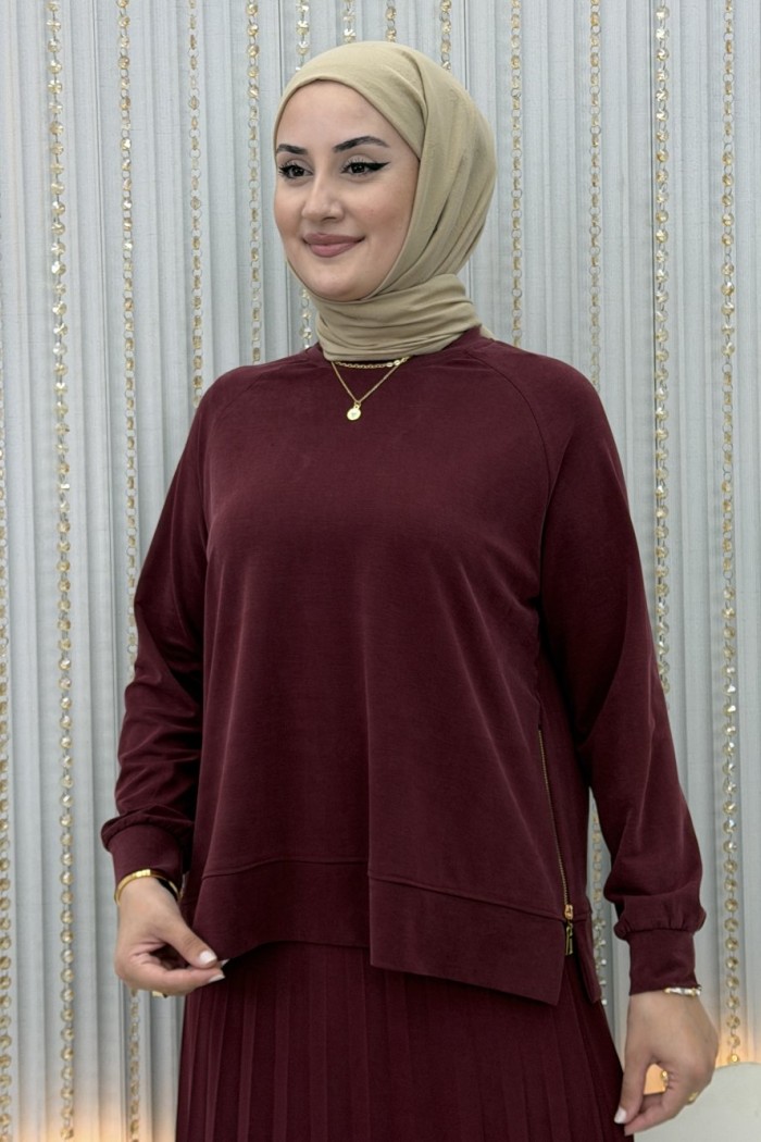 Tuğçe Etekli Takım  Bordo