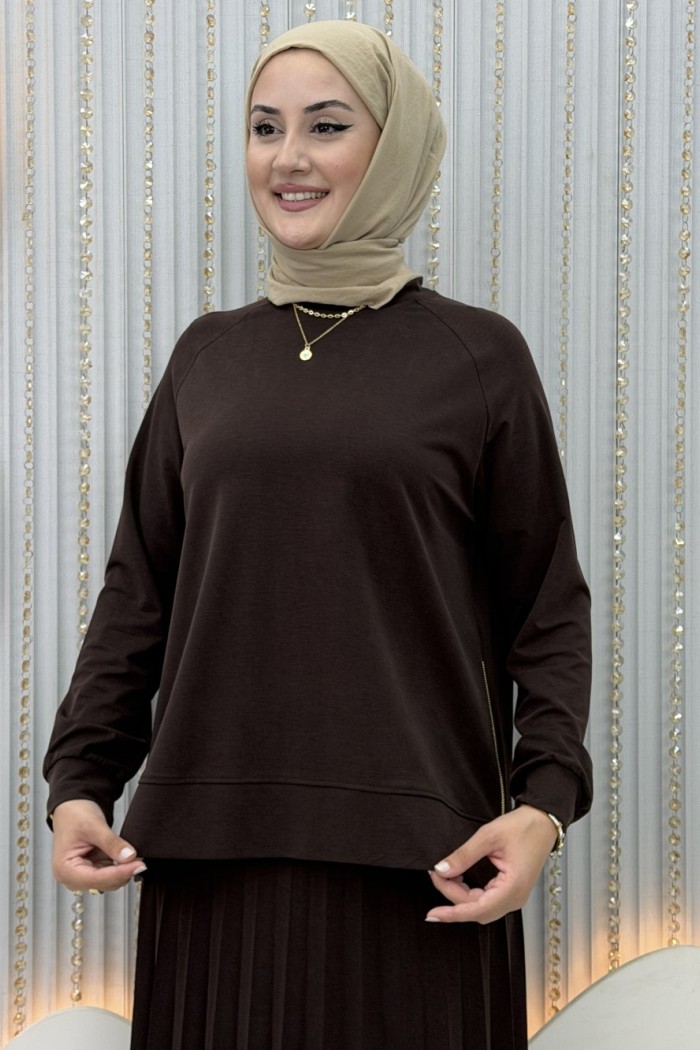 Tuğçe Etekli Takım  Kahverengi