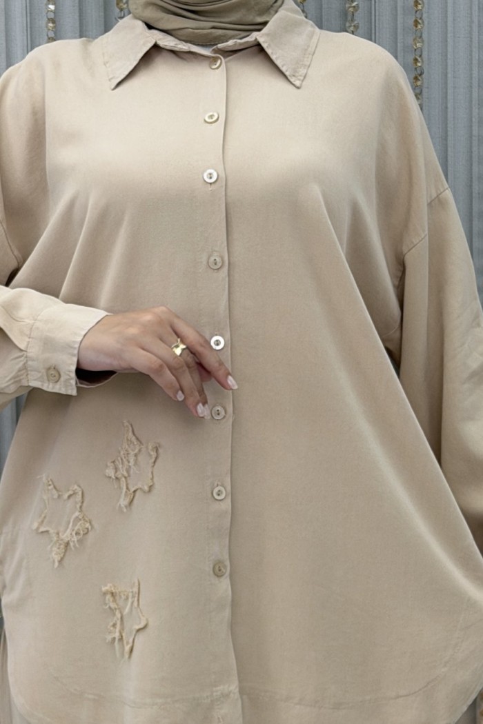 Akça Pantolonlu Takım Krem