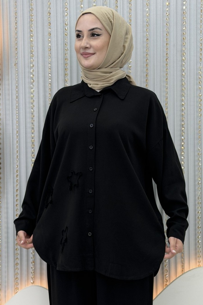 Akça Pantolonlu Takım Siyah