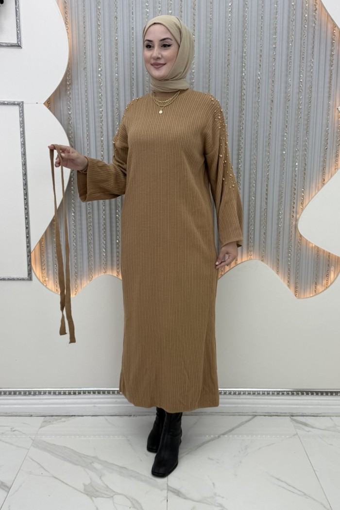 Perlune Elbise Camel