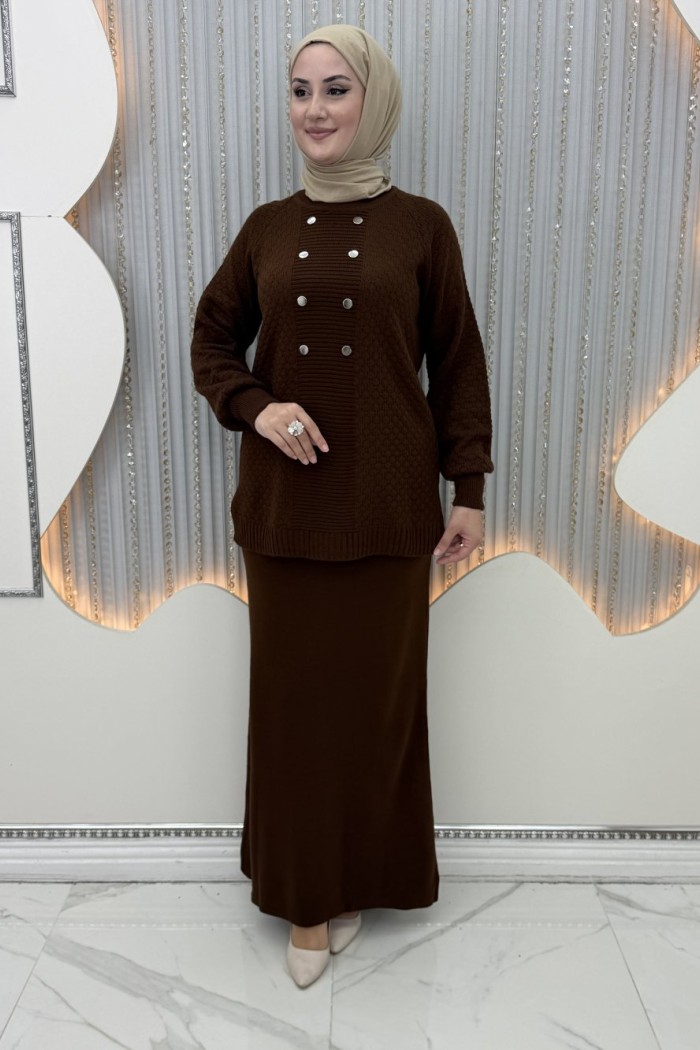 Dicle Etekli Takım  Kahverengi