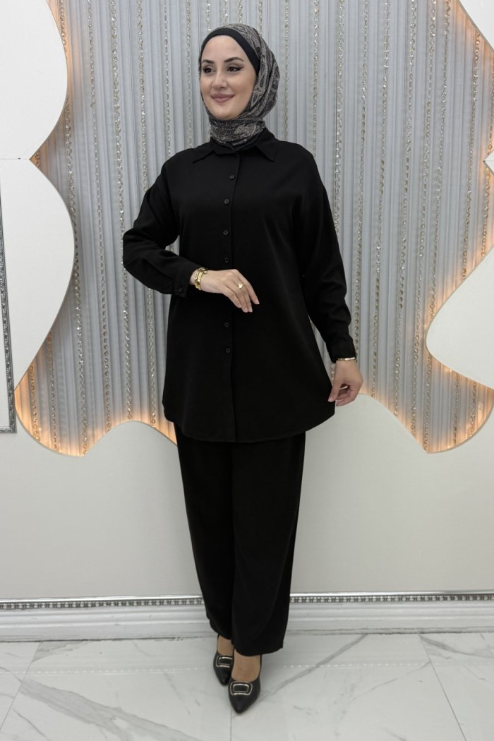 Yüsra Pantolonlu Takım Siyah