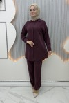 Yüsra Pantolonlu Takım Mürdüm