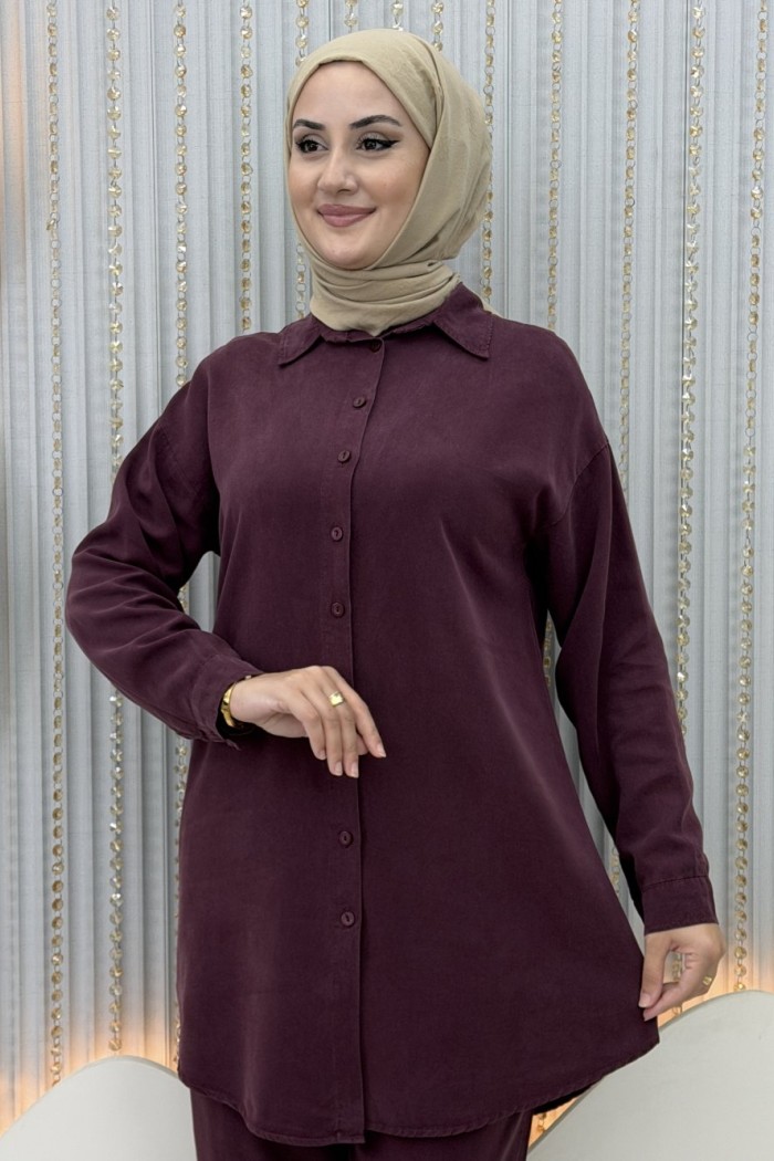 Yüsra Pantolonlu Takım Mürdüm