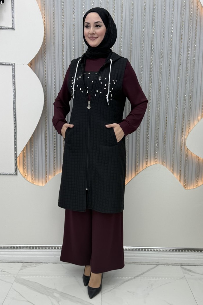 Aşina 3’lü Takım Siyah Bordo